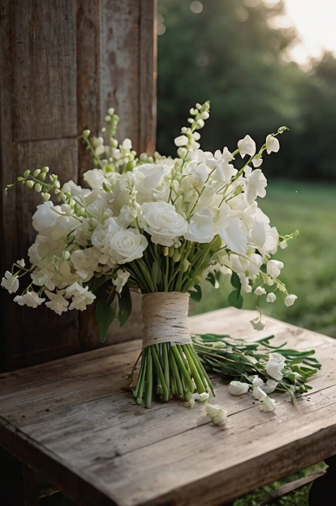 All-White Bouquet with Sweet Peas