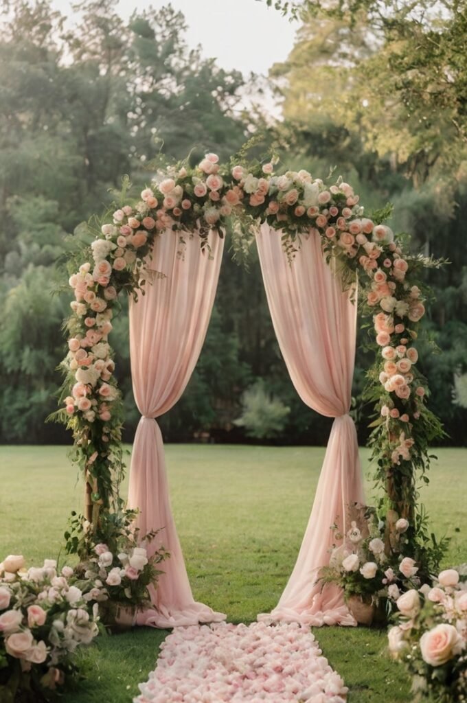 Blush Draped and Floral Wedding Arches