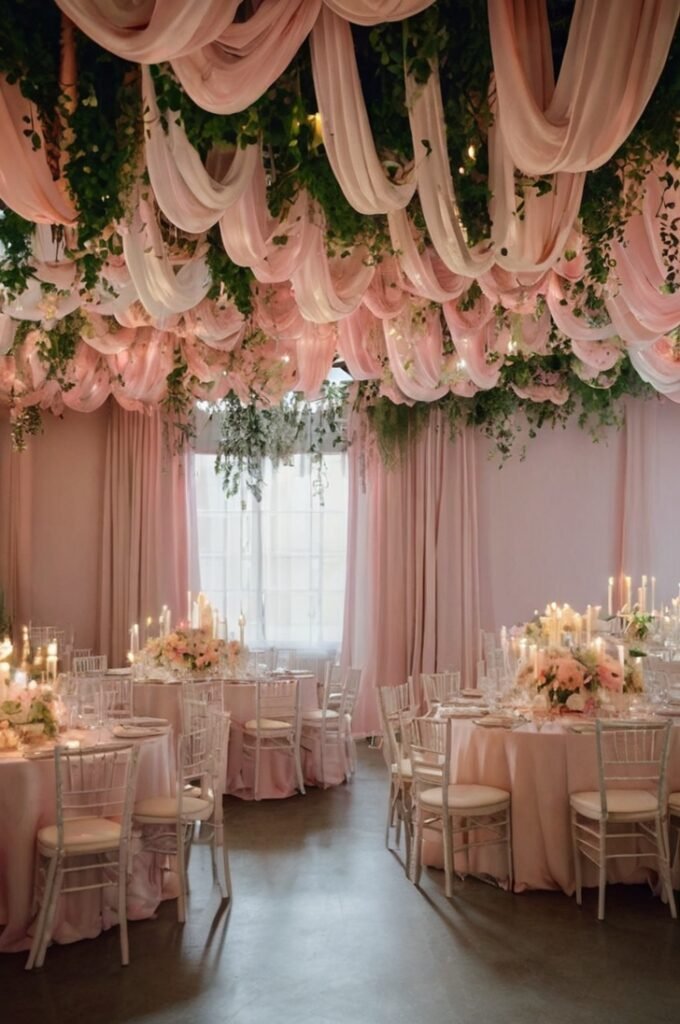 Blush Pink Ceiling Installation