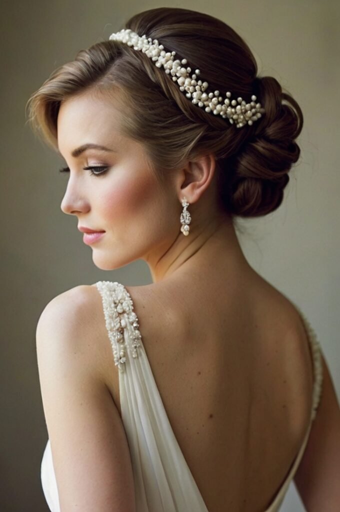 Elegant Braided Updo with Pearls