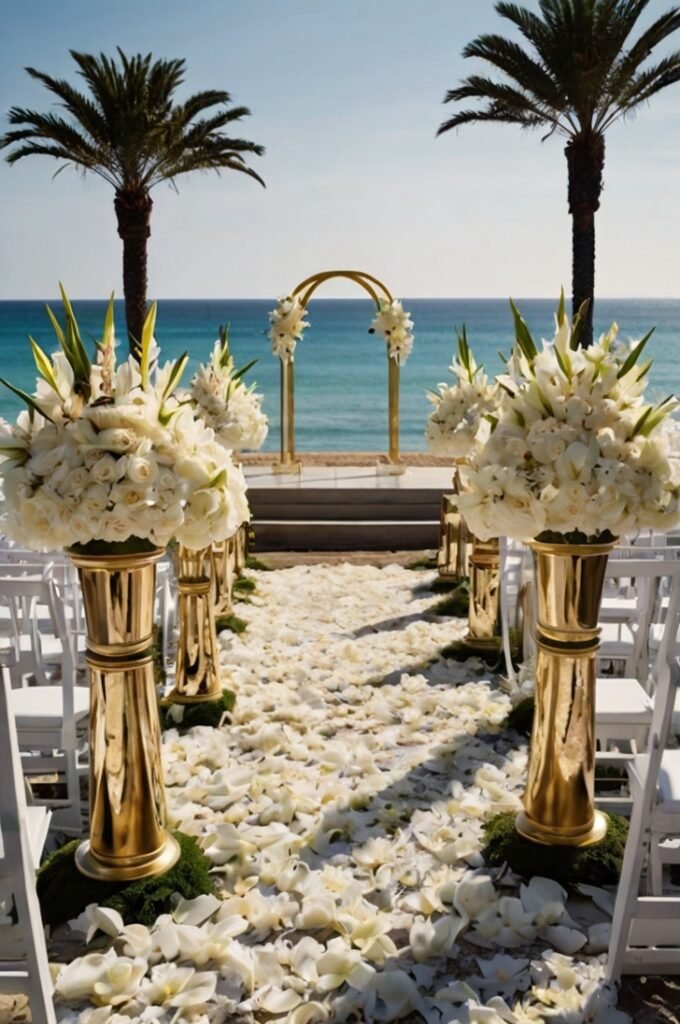 Mirrored Ceremony Flower Pedestals