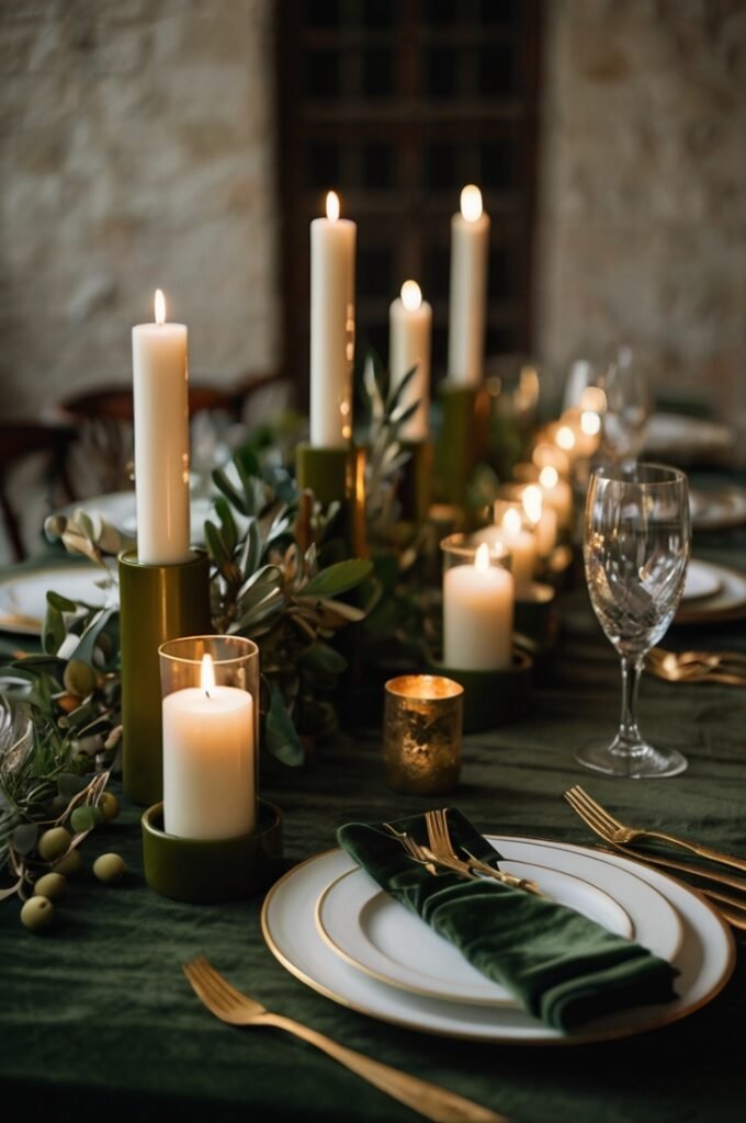 Olive Green Velvet Table Runners