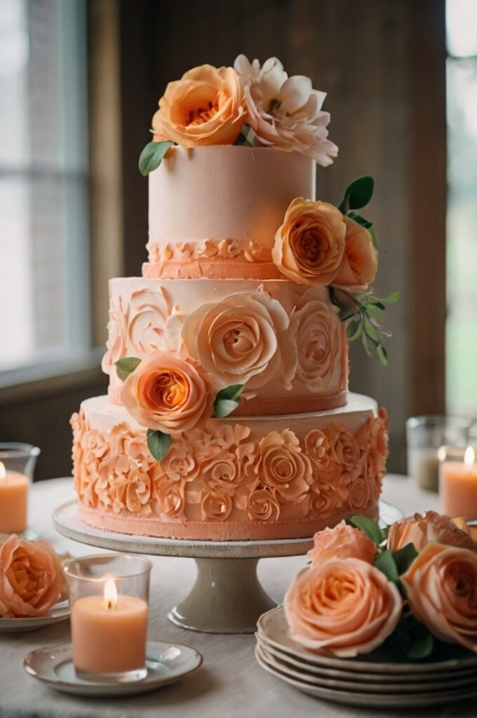 Peach & Coral Bloom Cake