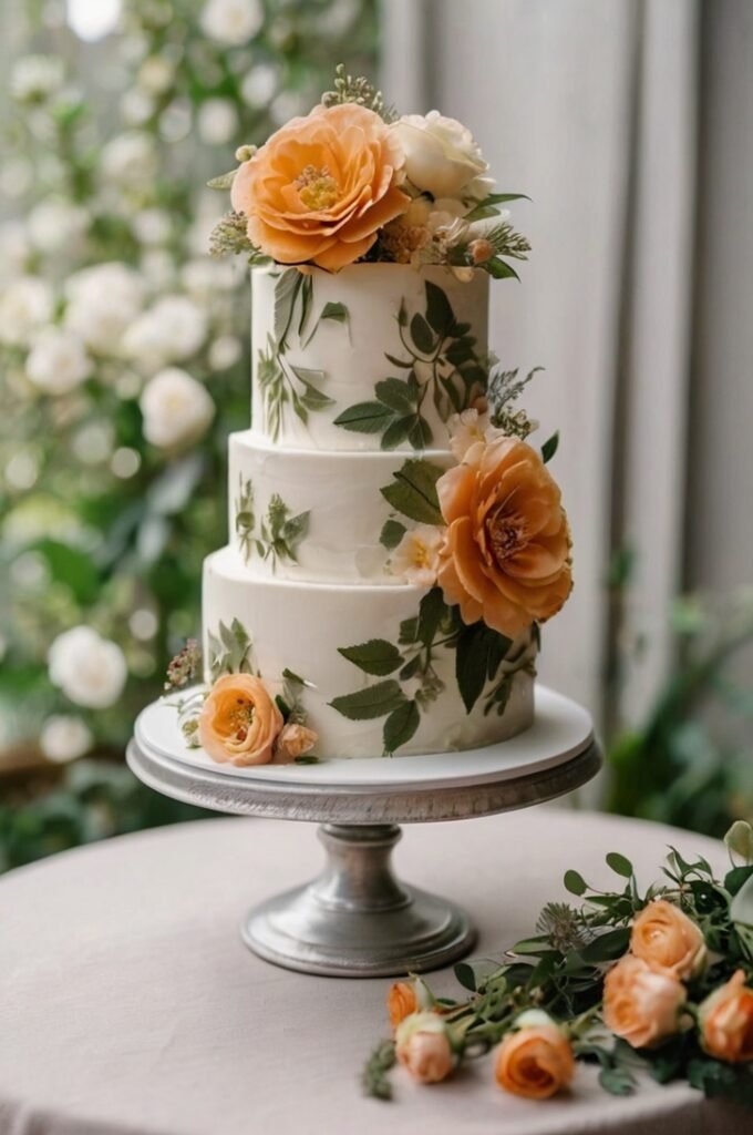 Pressed Flower Wedding Cake