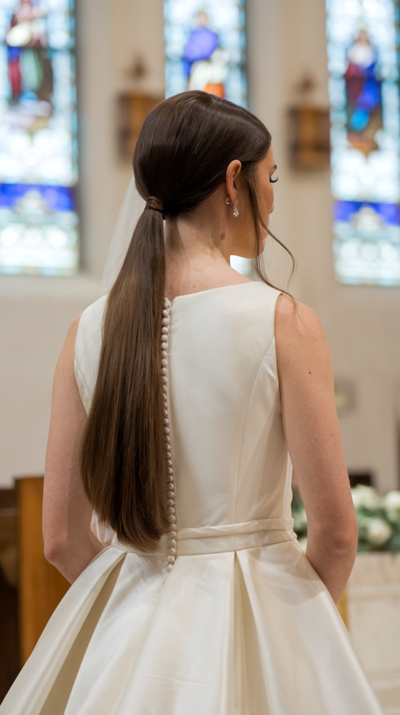 Sleek Low Ponytail with Face-Framing Strands