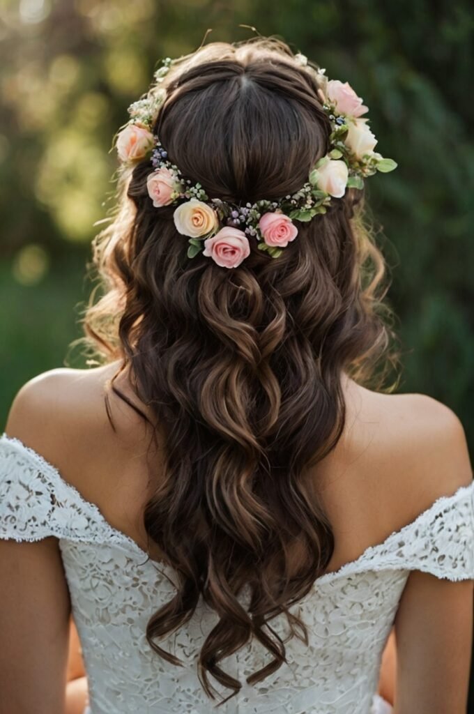 Soft Romantic Curls with Fresh Flowers