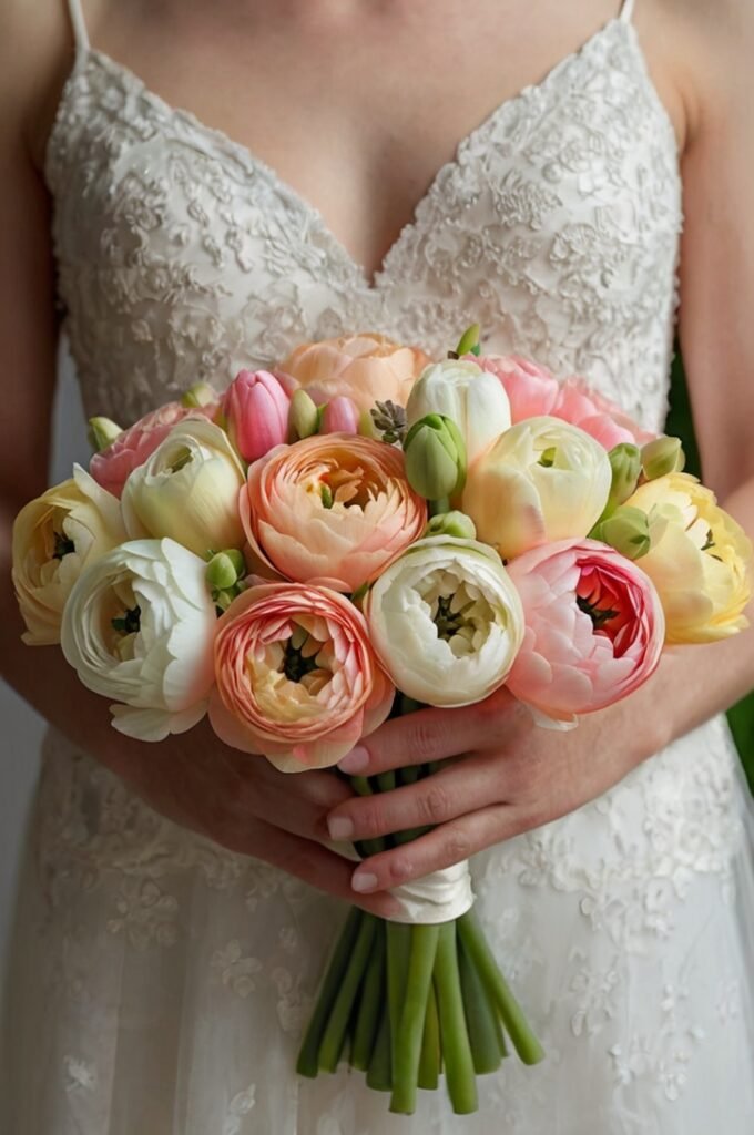 Tulips, Ranunculus, and Sweet Pea