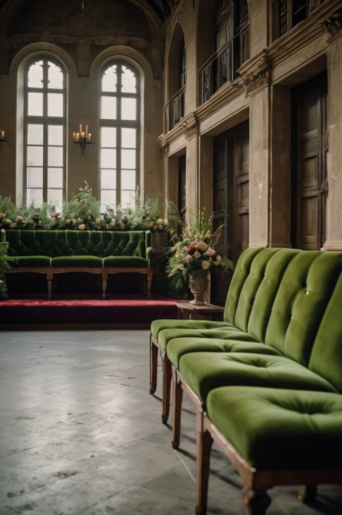 Green Velvet Lounge Area
