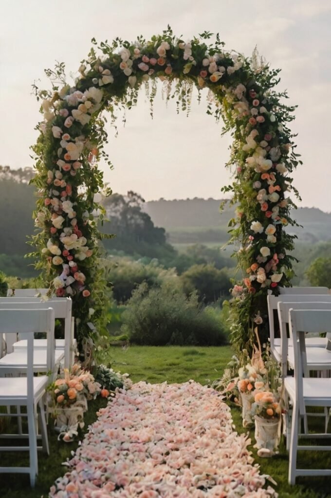 Floral Arches as a Ceremony Backdrop