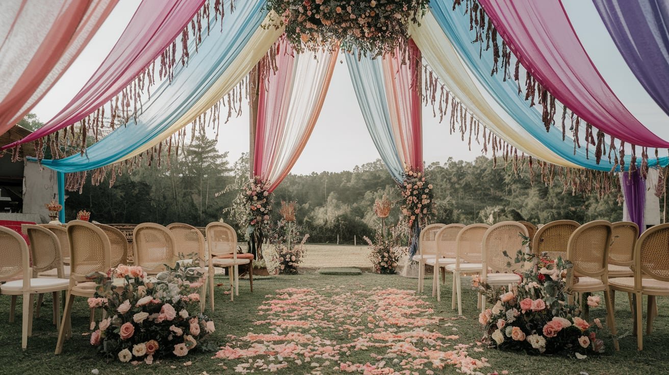colourful boho festival wedding