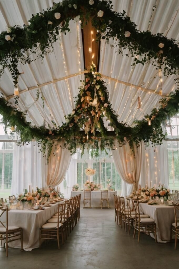 Ceiling Decor with Hanging Florals