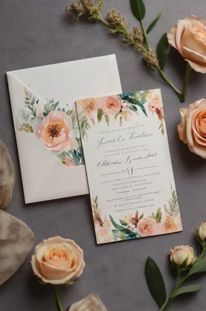 Custom Wedding Invitations with Watercolor Design