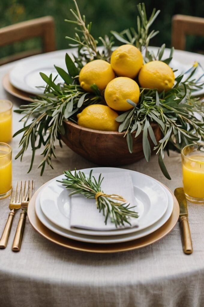 Lemon and Herb Table Decor