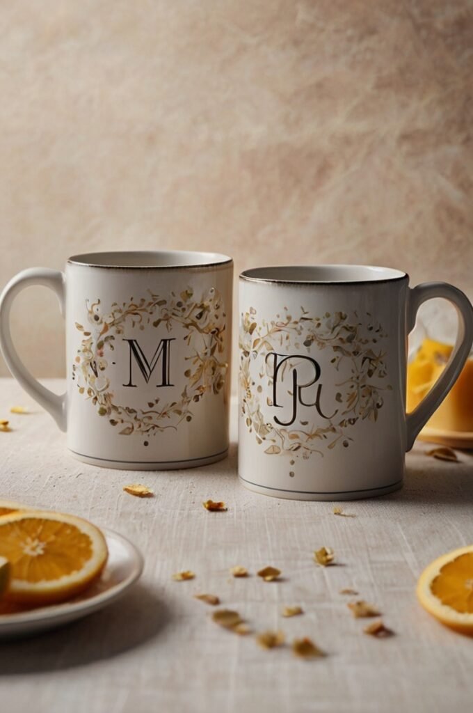 Personalized Mugs with the Couple's Initials or Wedding Date