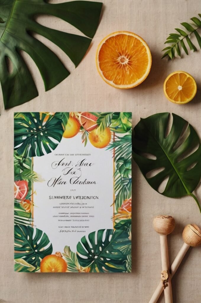 Tropical-Inspired Wedding Invitations