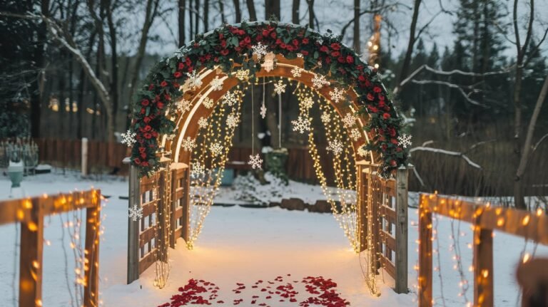 Winter wedding entrance decor