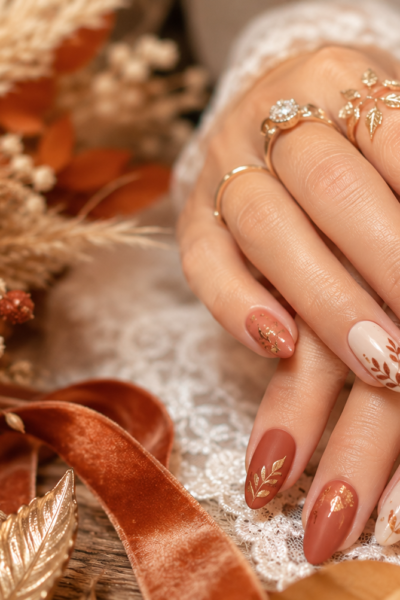 Fall Terracotta Wedding Nail Ideas