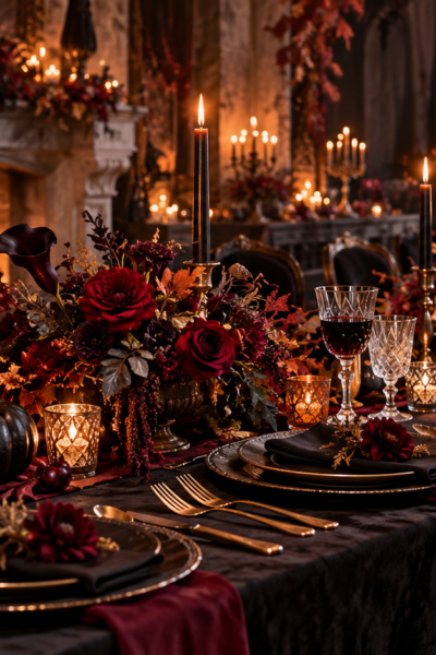 Halloween Wedding Table Setting Ideas